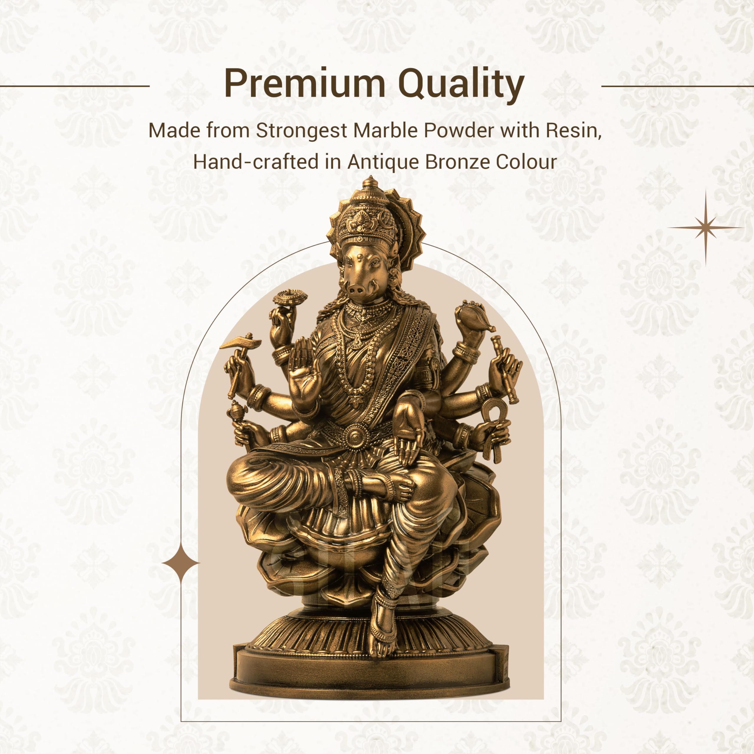 Silaii Goddess Varahi Amman Sculpture - Antique Bronze Finish, Handcrafted Statue For Puja Room, Home Decor, And Gifting (9 Inch